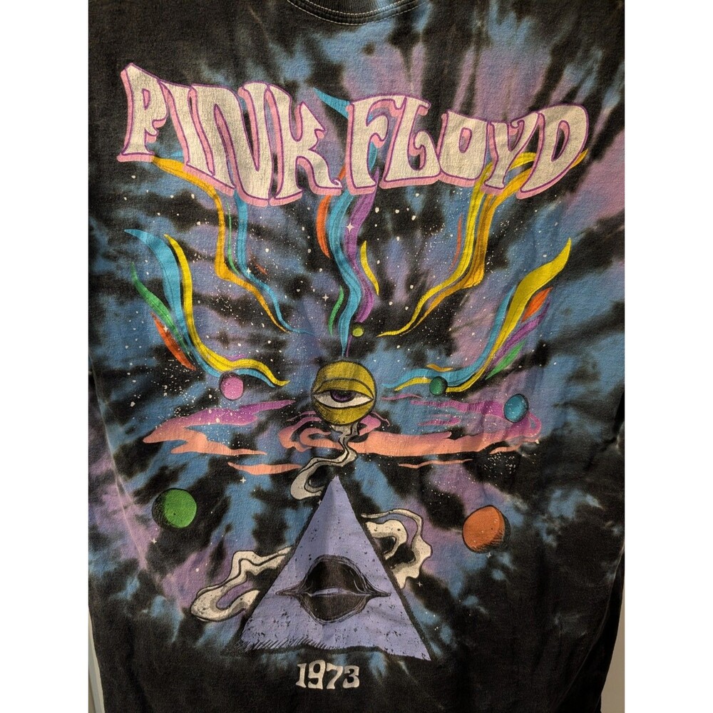 Pink Floyd 1973 Tie Dye Band T Shirt Mens Medium Black Graphic Rock Tee - Picture 7 of 9